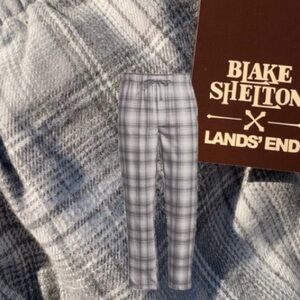 LANDSEND MENS FLANNEL PJ PAJAMA PANTS w/Side Pockets Blake Shelton Collection